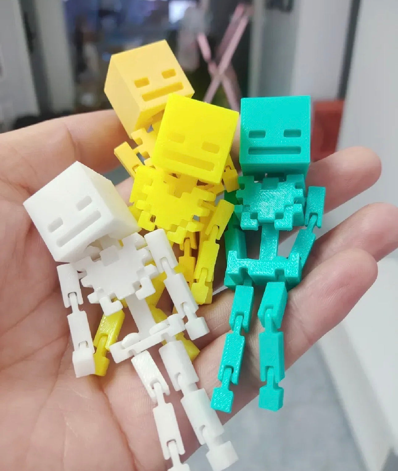 3D Printed Minecraft Highly Articulated Skeleton Keychain/Pendant (metal keychain not included)
