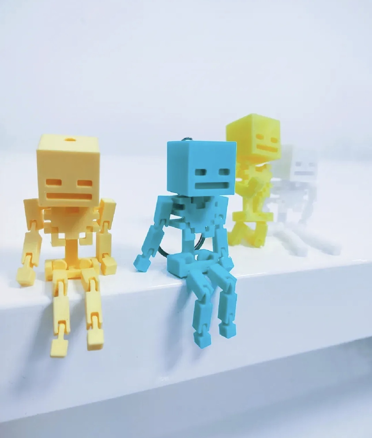 3D Printed Minecraft Highly Articulated Skeleton Keychain/Pendant (metal keychain not included)