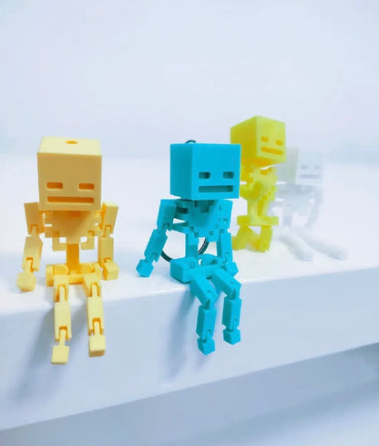 3D Printed Minecraft Highly Articulated Skeleton Keychain/Pendant (metal keychain not included)