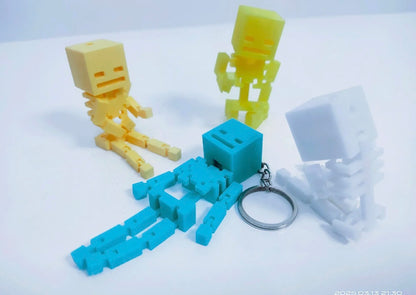 3D Printed Minecraft Highly Articulated Skeleton Keychain/Pendant (metal keychain not included)