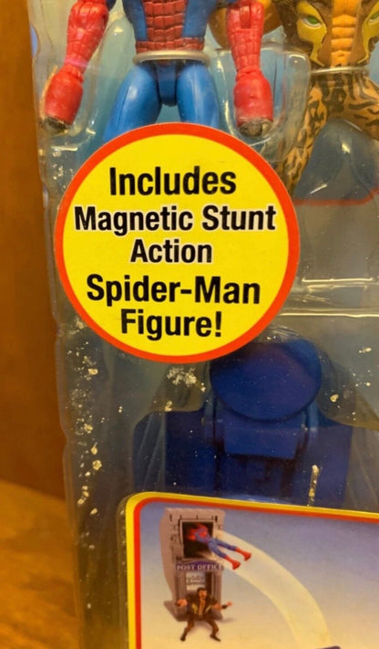 Vintage 2005 Spiderman Slide 'N Trap Post Office with Kraven & Door-Smashing Action Toy Biz