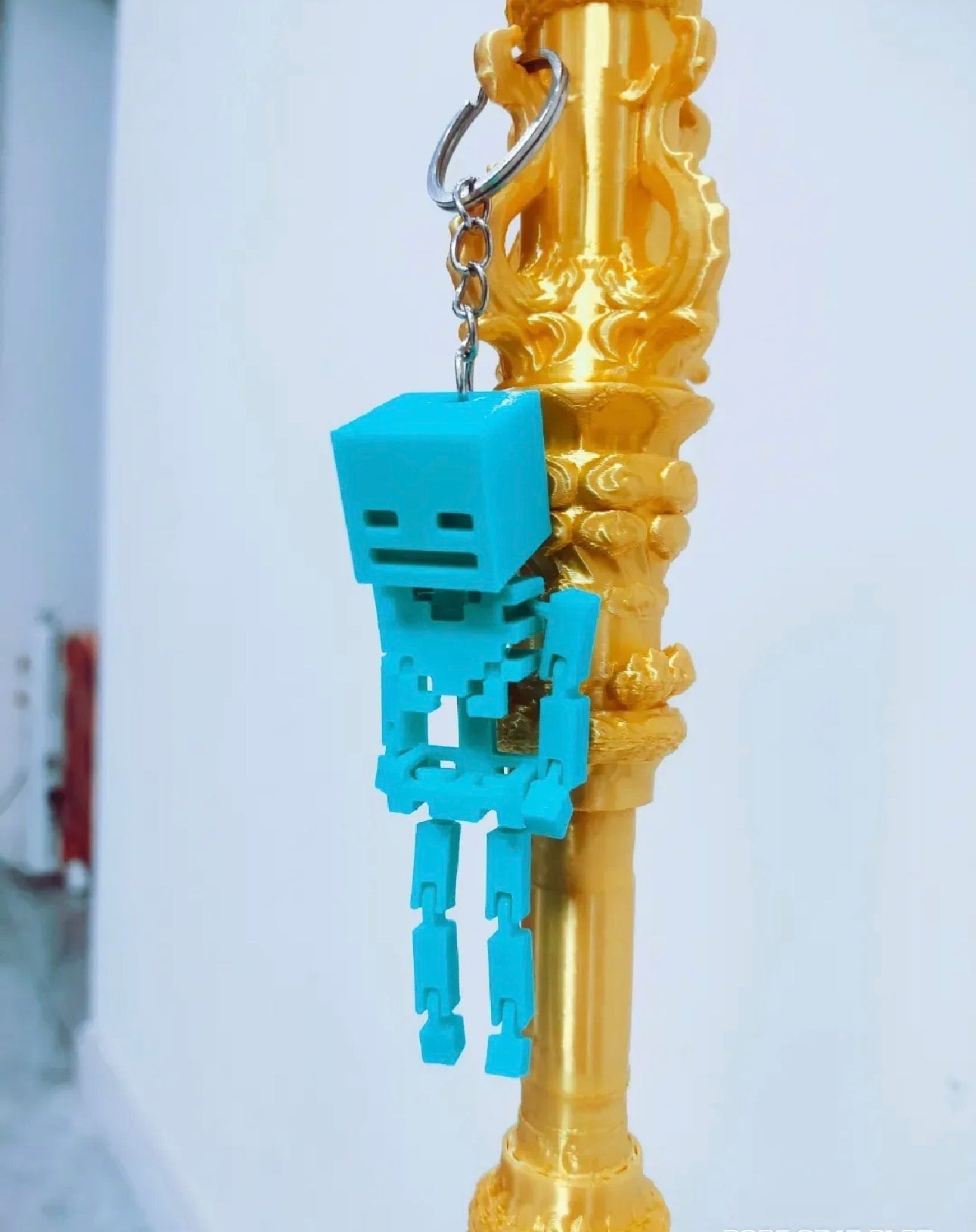3D Printed Minecraft Highly Articulated Skeleton Keychain/Pendant (metal keychain not included)