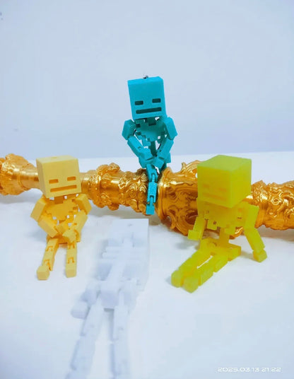 3D Printed Minecraft Highly Articulated Skeleton Keychain/Pendant (metal keychain not included)